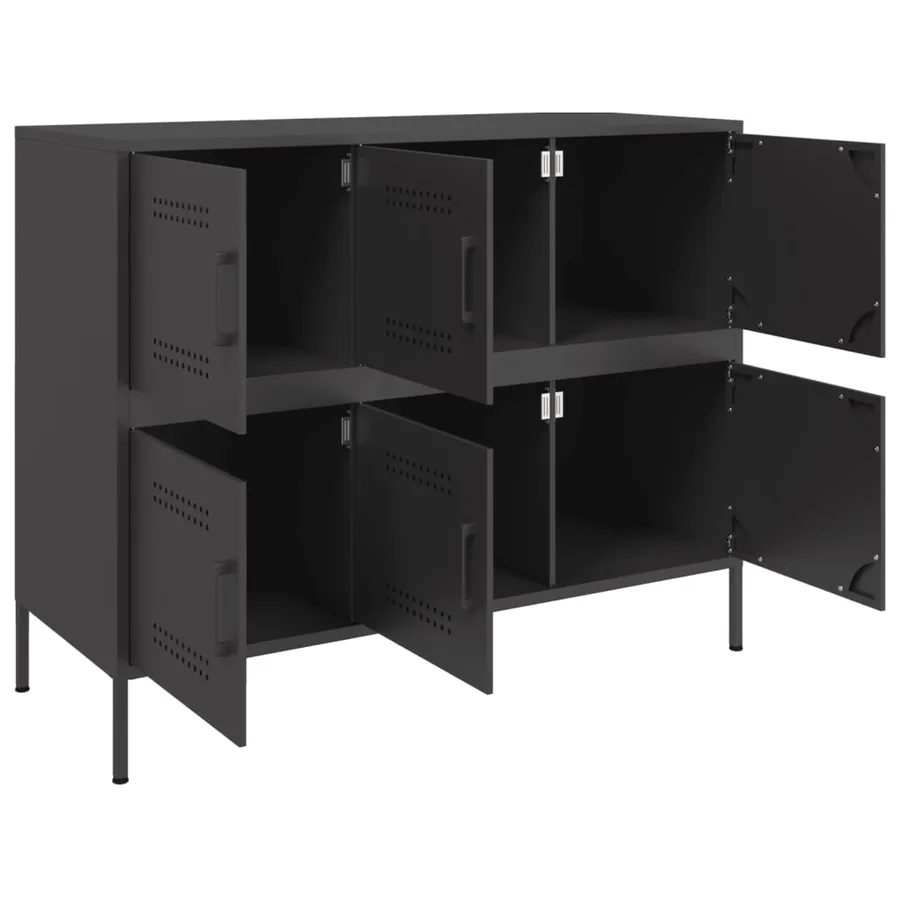 Buffet noir 100,5x39x79 cm acier - 9