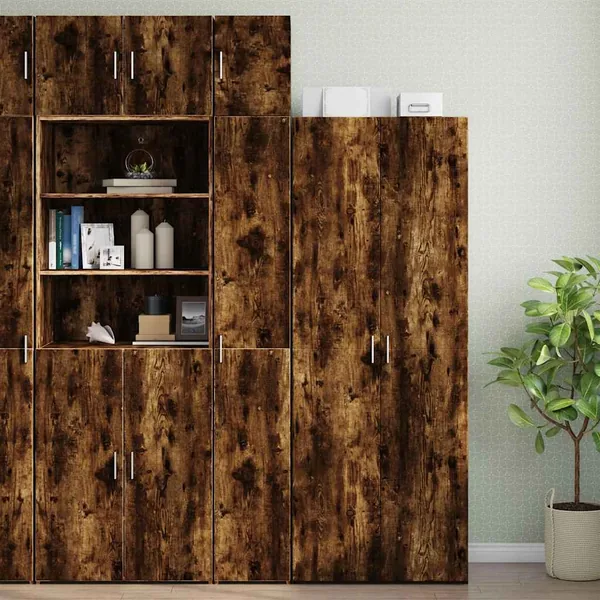 Armoire de rangement mince chêne fumé 30x42,5x225 cm
