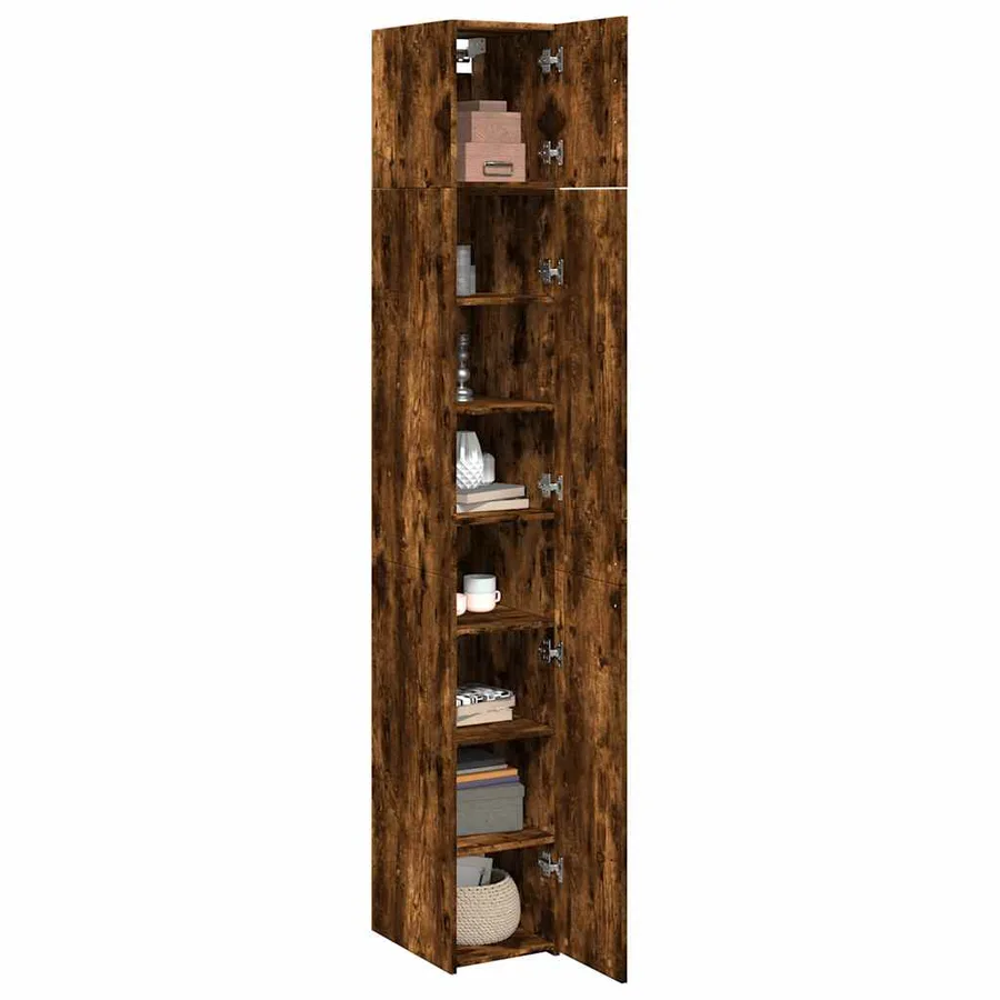 Armoire de rangement mince chêne fumé 30x42,5x225 cm - 3