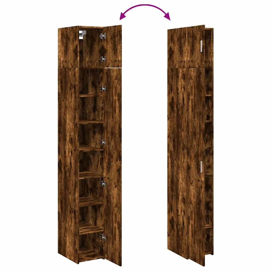 Armoire de rangement mince chêne fumé 30x42,5x225 cm - 9