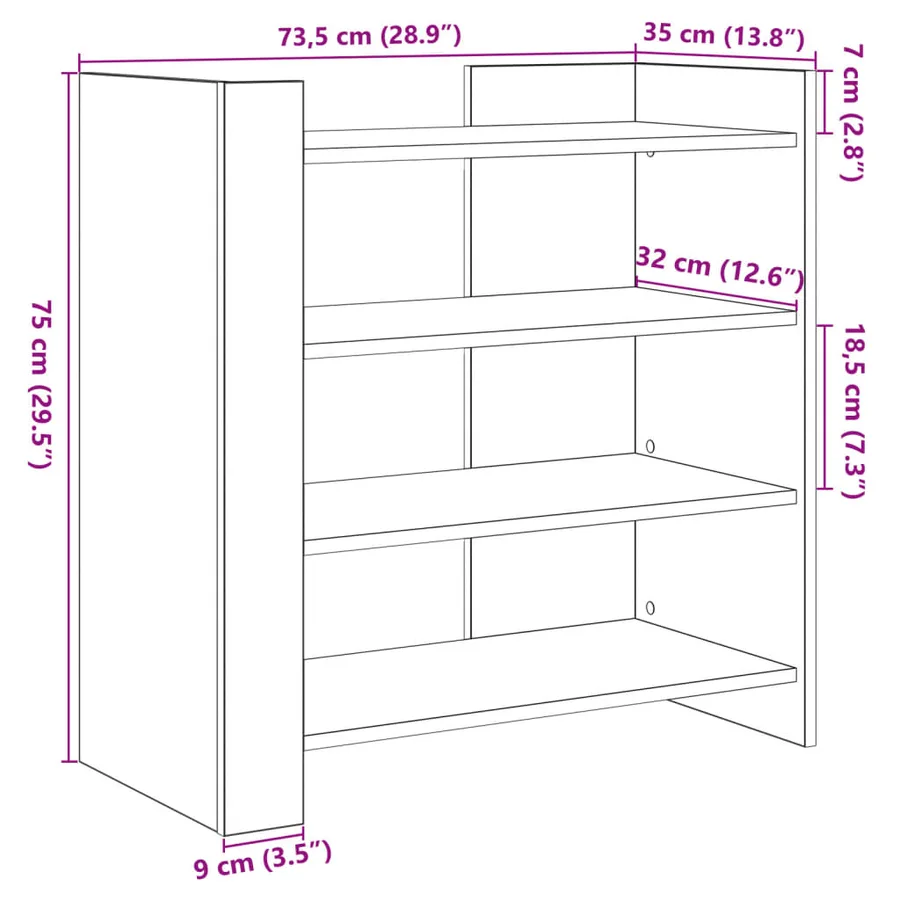 Buffet chêne marron 73,5x35x75 cm bois d'ingénierie - 10