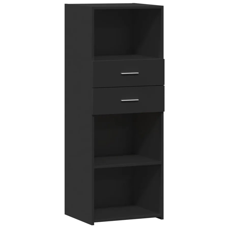 Buffet haut noir 45x42,5x124 cm bois d'ingénierie - 2