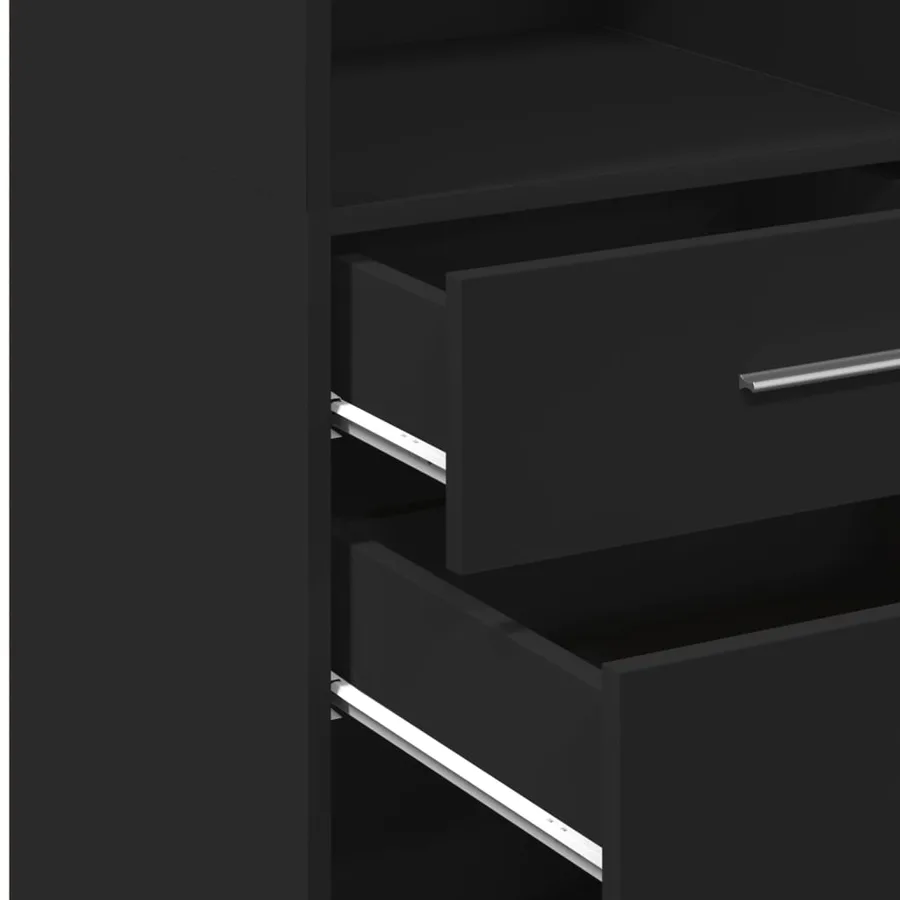 Buffet haut noir 45x42,5x124 cm bois d'ingénierie - 8