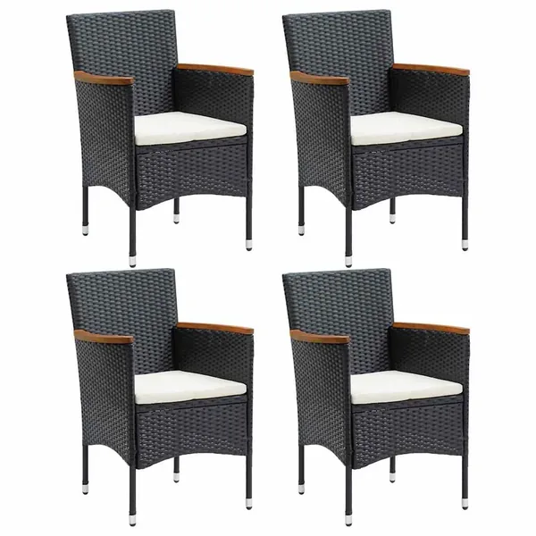 Garden dining chairs set of 4 Poly rattan Black
