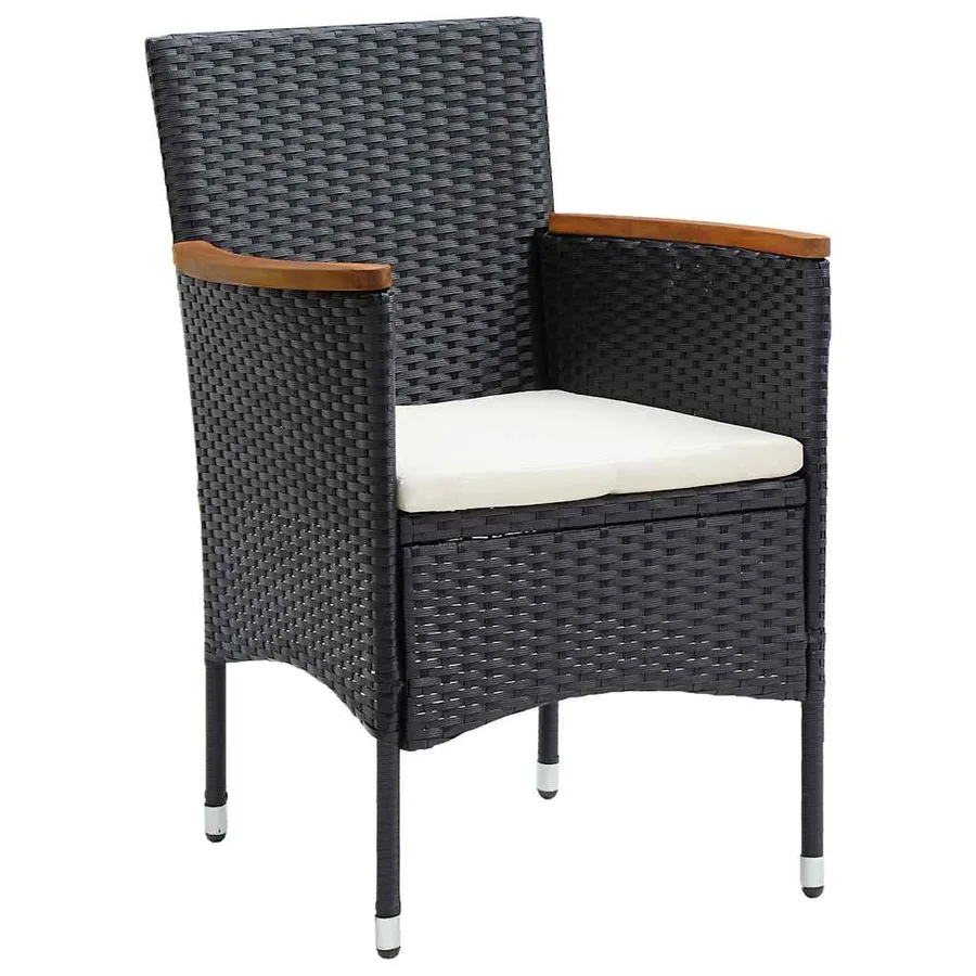 Garden dining chairs set of 4 Poly rattan Black - 2