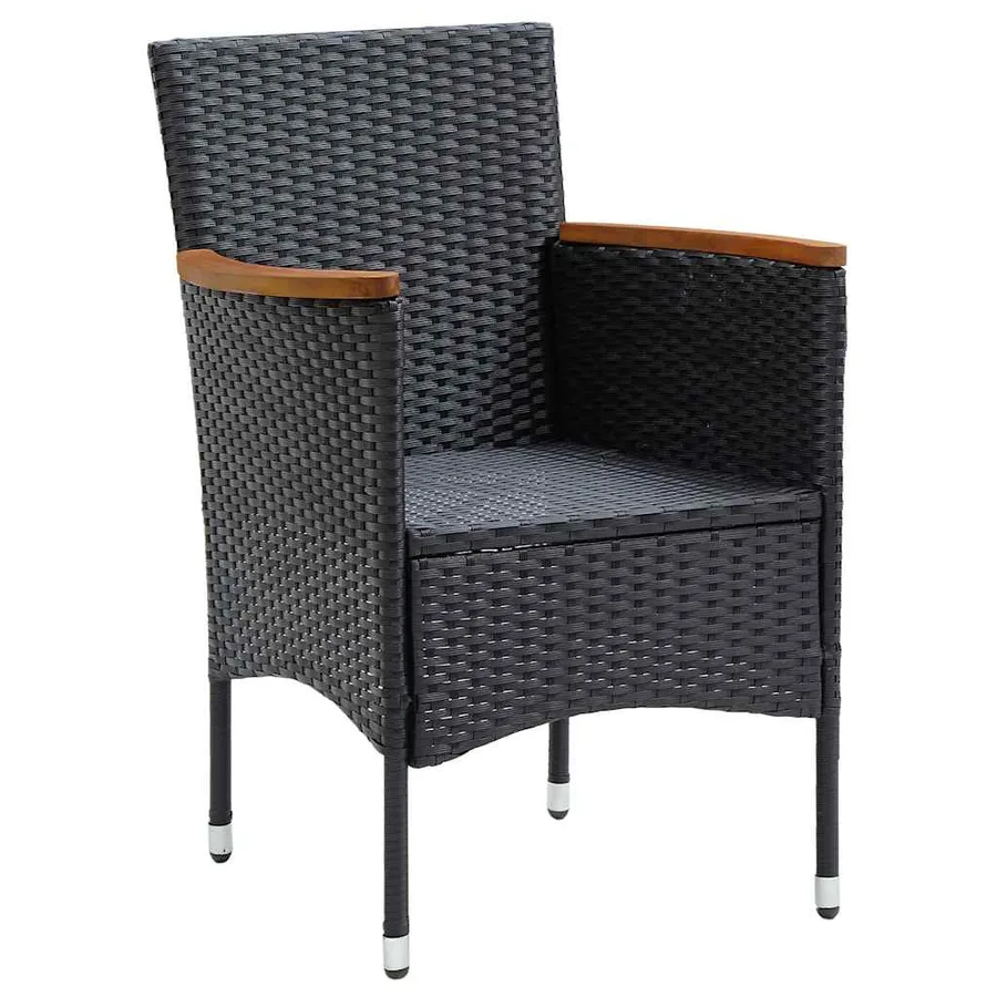 Garden dining chairs set of 4 Poly rattan Black - 3