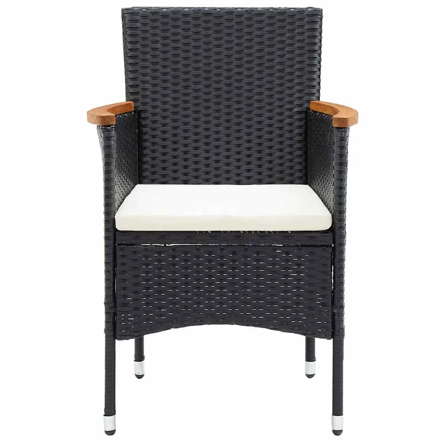 Garden dining chairs set of 4 Poly rattan Black - 4