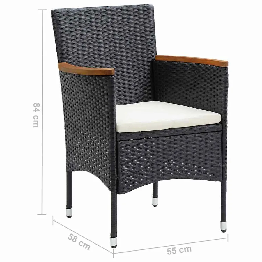 Garden dining chairs set of 4 Poly rattan Black - 8