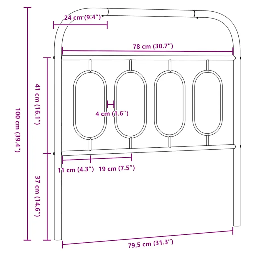 Tête de lit de remplacement métal blanc 80 cm - 6