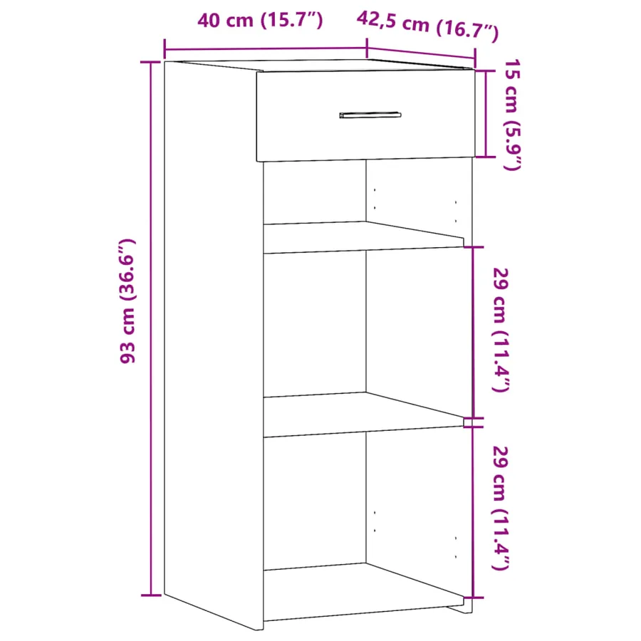 Buffet sonoma gris 40x42,5x93 cm bois d'ingénierie - 10