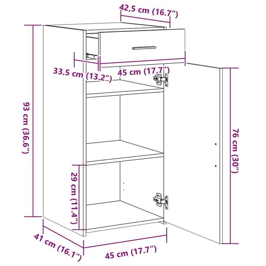 Buffet chêne fumé 45x42,5x93 cm bois d'ingénierie - 11