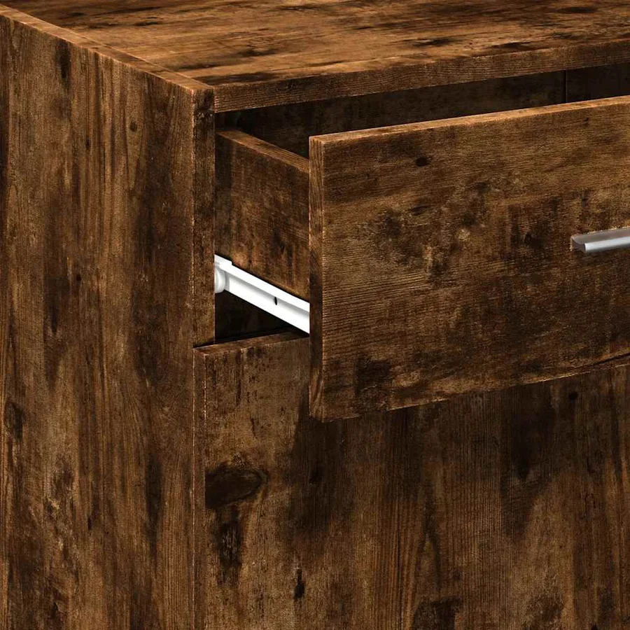 Buffet chêne fumé 45x42,5x93 cm bois d'ingénierie - 9