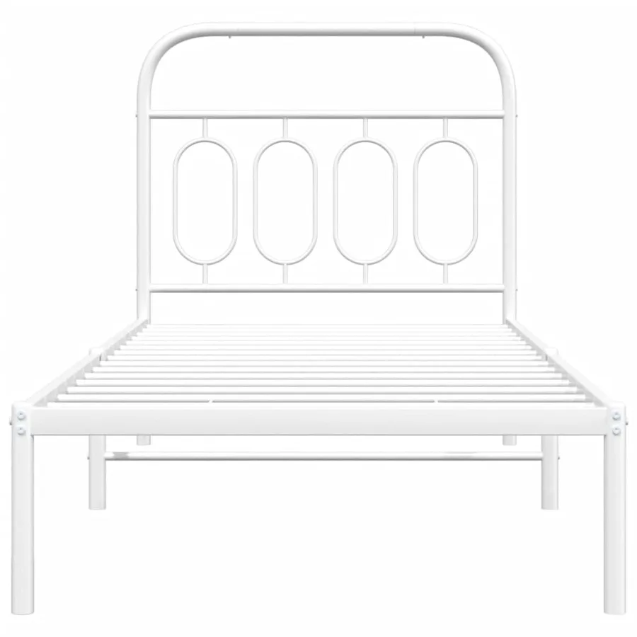 Cadre de lit métal sans matelas avec tête de lit blanc 90x190cm - 4