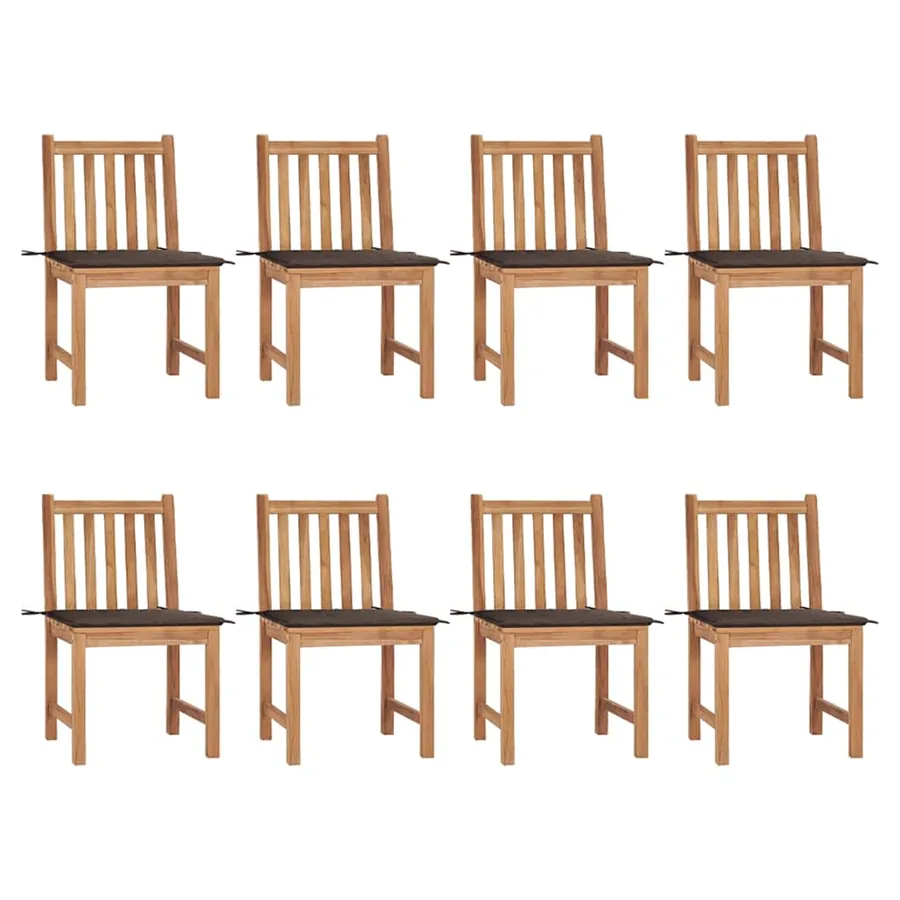 Garden chairs set of 8 with cushions Solid teak wood