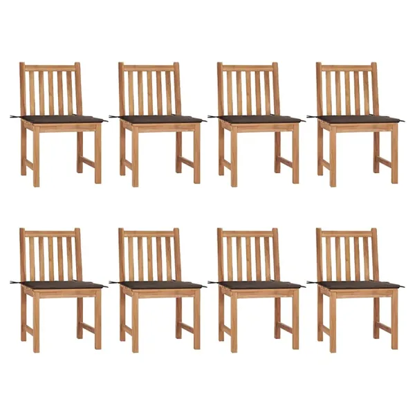 Garden chairs set of 8 with cushions Solid teak wood