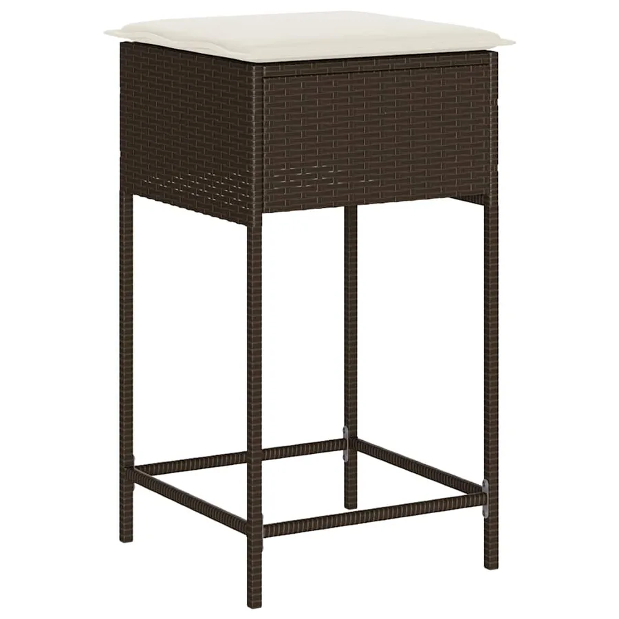 Ensemble de bar de jardin avec coussins 5 pcs marron poly rotin - 4