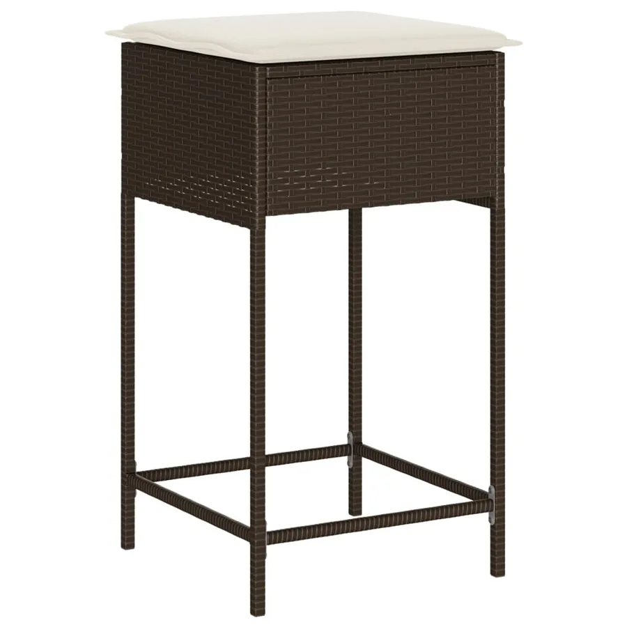 Ensemble de bar de jardin avec coussins 7 pcs marron poly rotin - 4