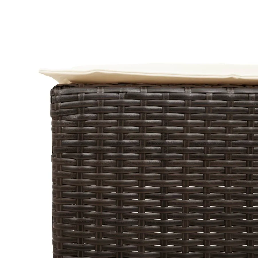 Ensemble de bar de jardin avec coussins 5 pcs marron poly rotin - 6