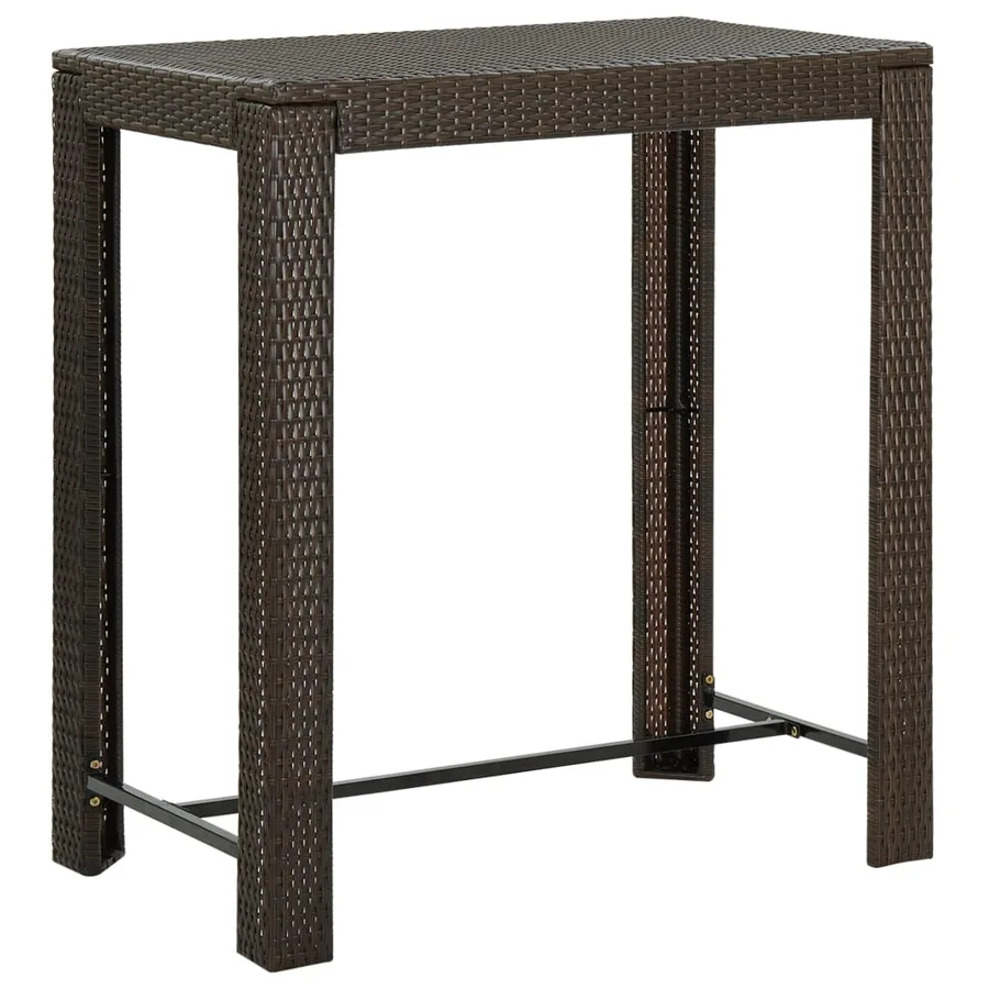 Ensemble de bar de jardin avec coussins 7 pcs marron poly rotin - 5