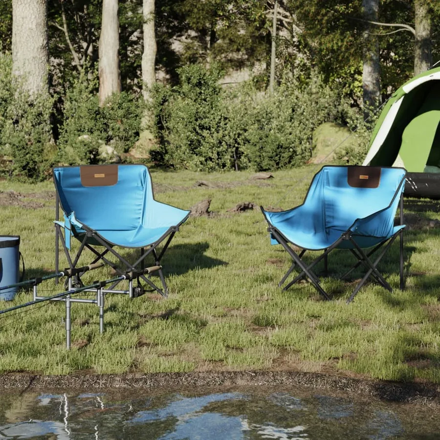 Chaise de camping avec poche pliable lot de 2 motif de feuille - 15