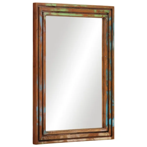 Miroir salle de bain 50x70 cm bois massif d'acacia et verre
