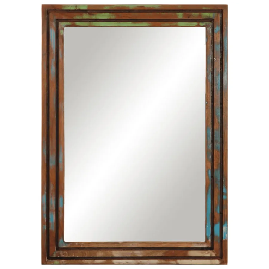 Miroir salle de bain 50x70 cm bois massif d'acacia et verre - 2