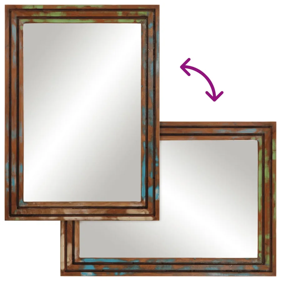 Miroir salle de bain 50x70 cm bois massif d'acacia et verre - 4