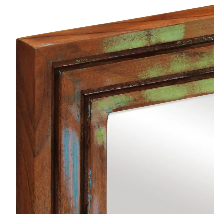 Miroir salle de bain 50x70 cm bois massif d'acacia et verre - 6