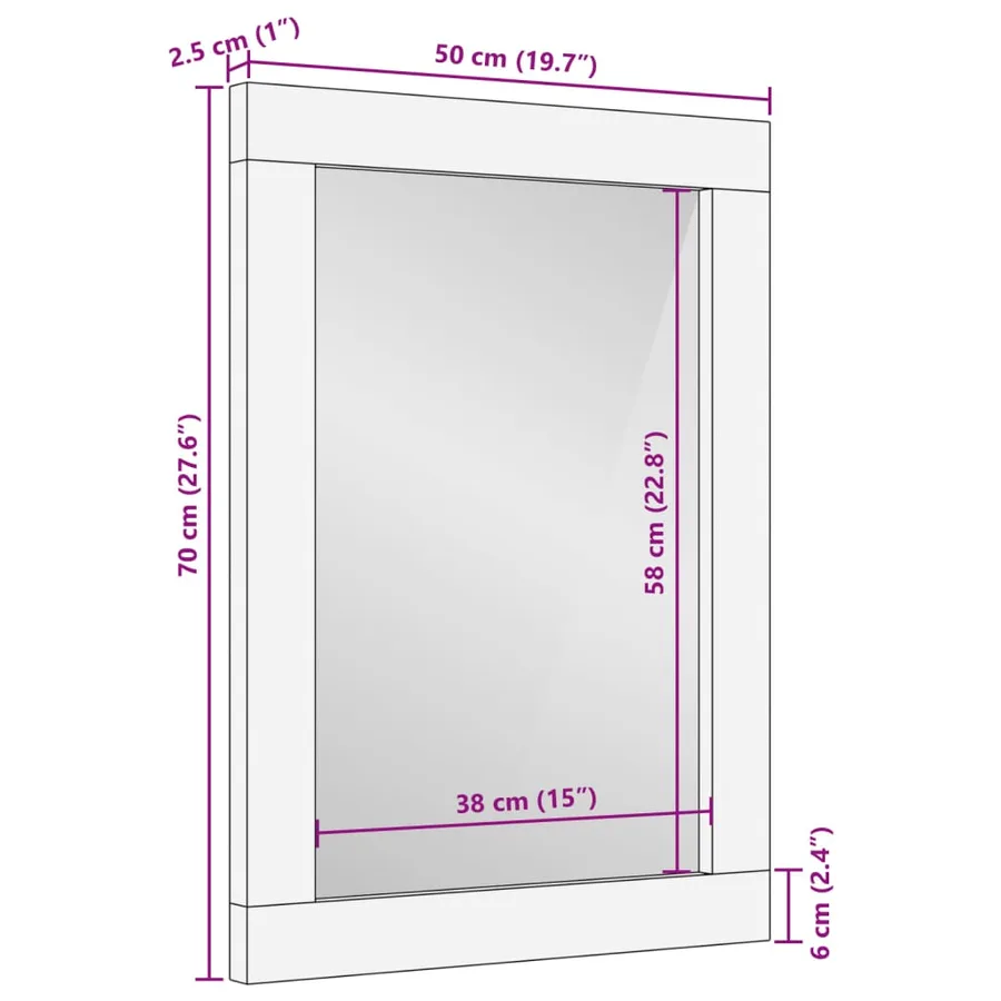 Miroir salle de bain 50x70 cm bois massif d'acacia et verre - 9