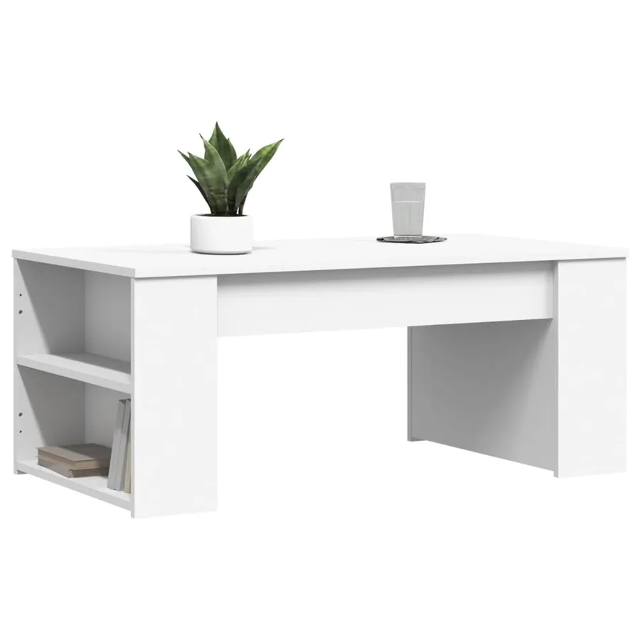 Table basse blanc 102x55x42 cm bois d'ingénierie - 3