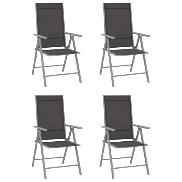 Chaises de jardin pliables lot de 4 Textilène Noir