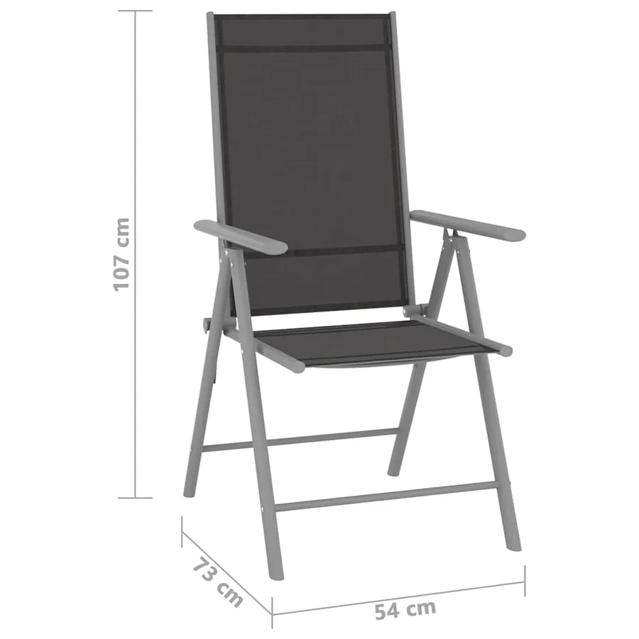 Folding garden chairs set of 4 Textilene Black - 8
