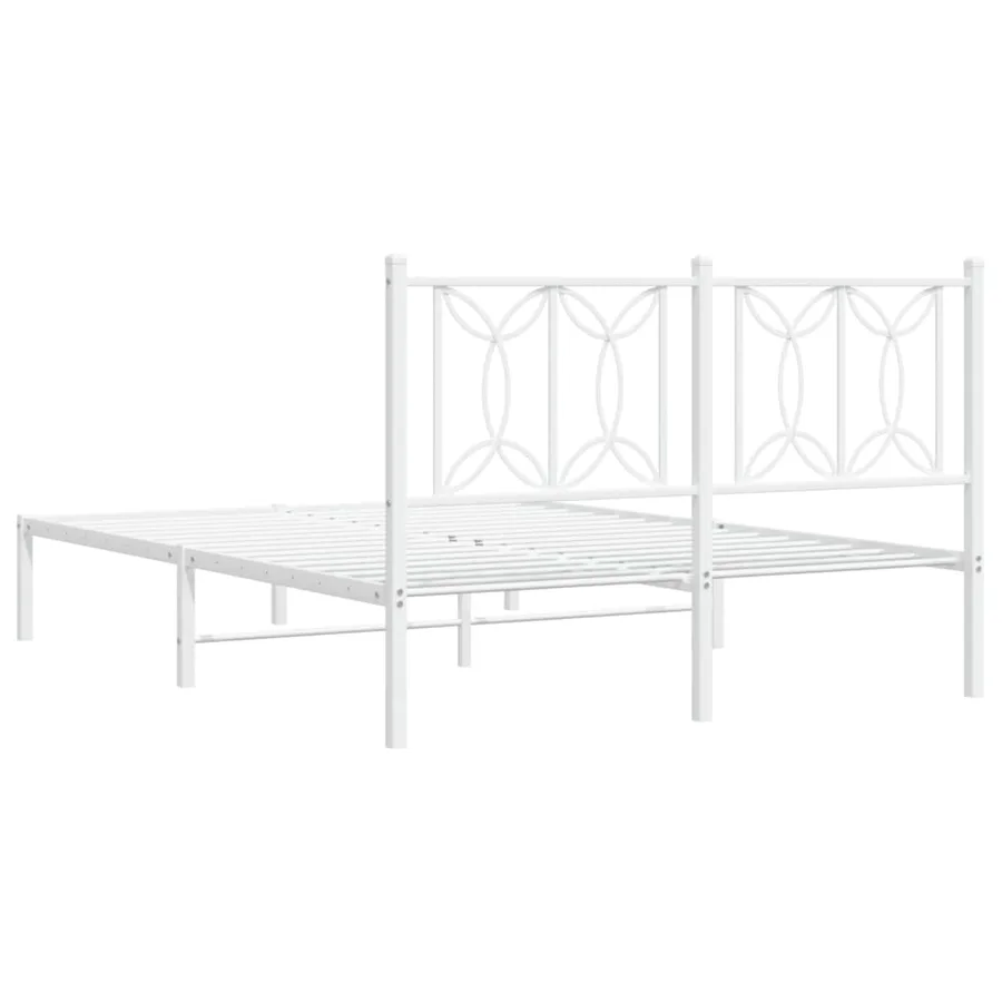 Cadre de lit métal sans matelas et tête de lit blanc 135x190 cm - 6