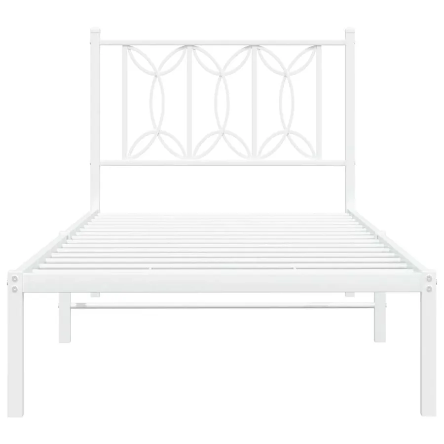 Cadre de lit métal sans matelas avec tête de lit blanc 90x190cm - 4