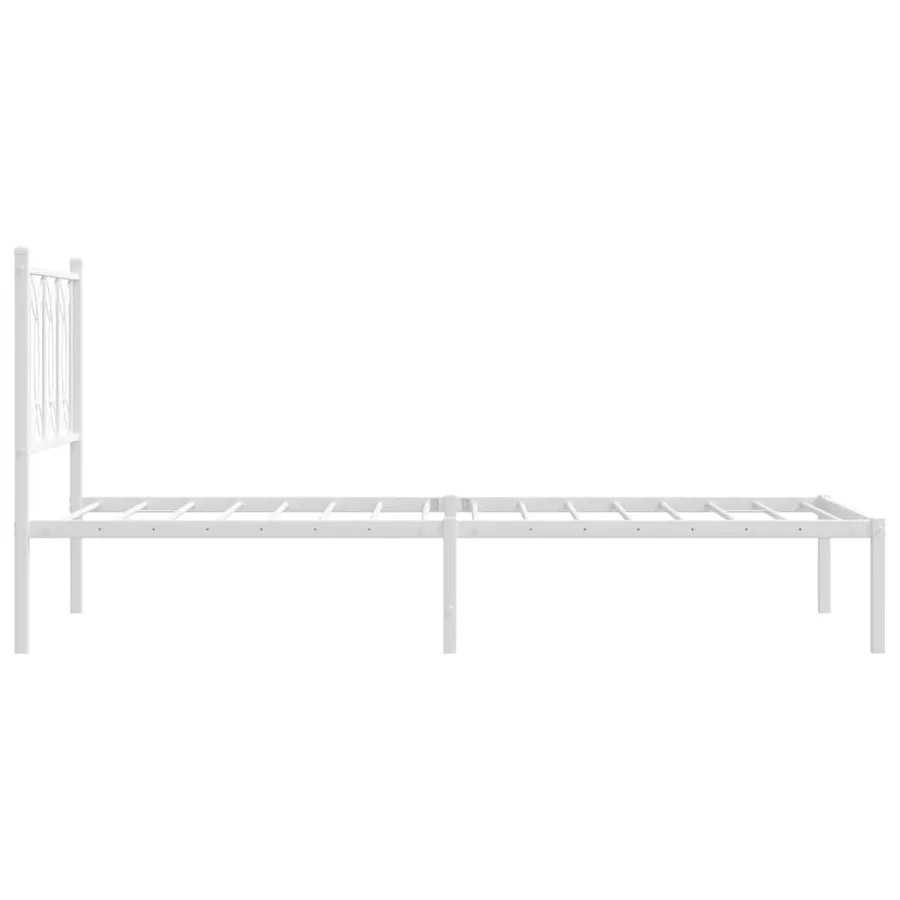 Cadre de lit métal sans matelas avec tête de lit blanc 90x190cm - 5