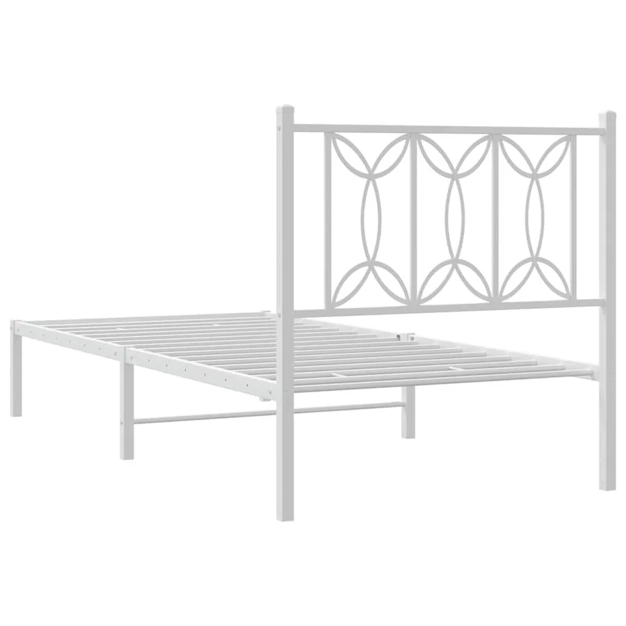 Cadre de lit métal sans matelas avec tête de lit blanc 90x190cm - 6