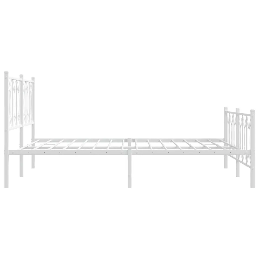 Cadre de lit métal sans matelas et pied de lit blanc 150x200 cm - 5
