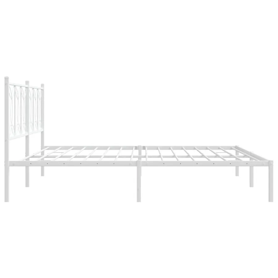 Cadre de lit métal sans matelas et tête de lit blanc 193x203 cm - 5
