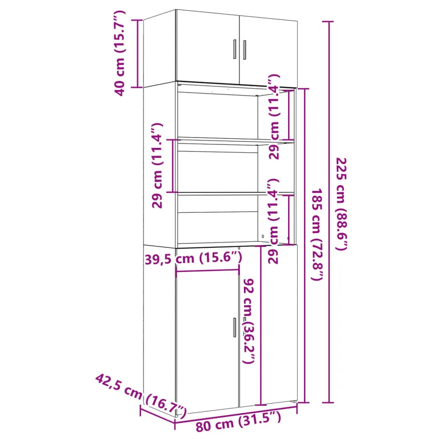 Armoire de rangement chêne sonoma 80x42,5x225 cm - 13