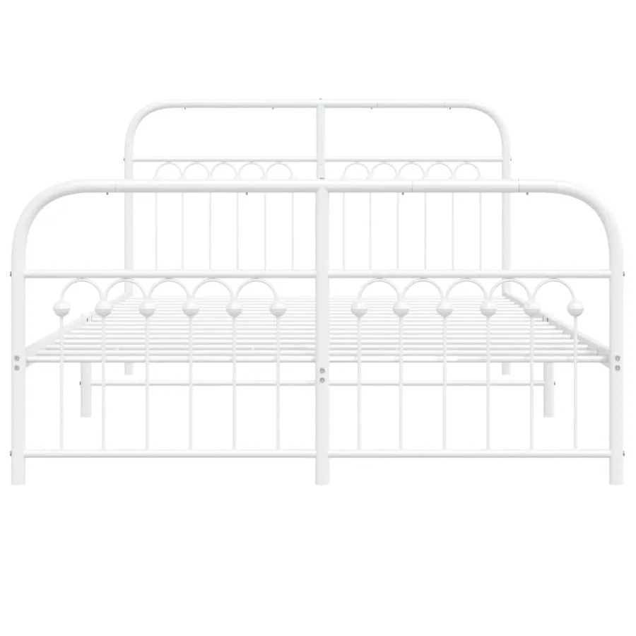 Cadre de lit métal sans matelas et pied de lit blanc 137x190 cm - 4