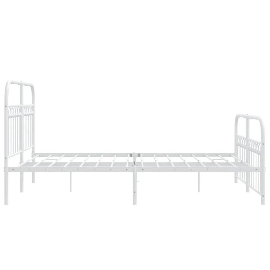 Cadre de lit métal sans matelas et pied de lit blanc 137x190 cm - 5