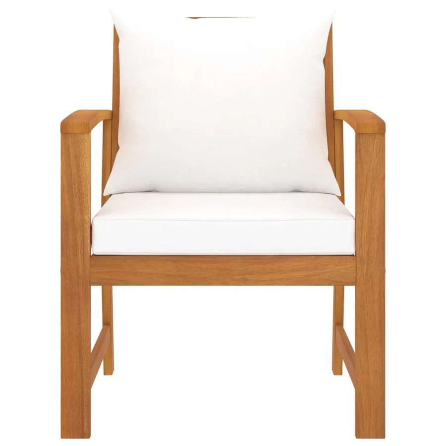 Chaises de jardin lot de 2 et coussin crème Bois acacia massif - 2