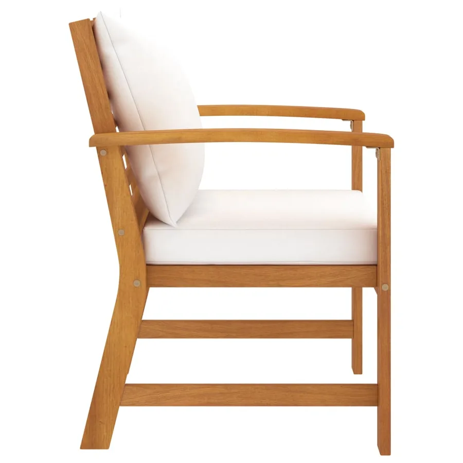 Chaises de jardin lot de 2 et coussin crème Bois acacia massif - 3