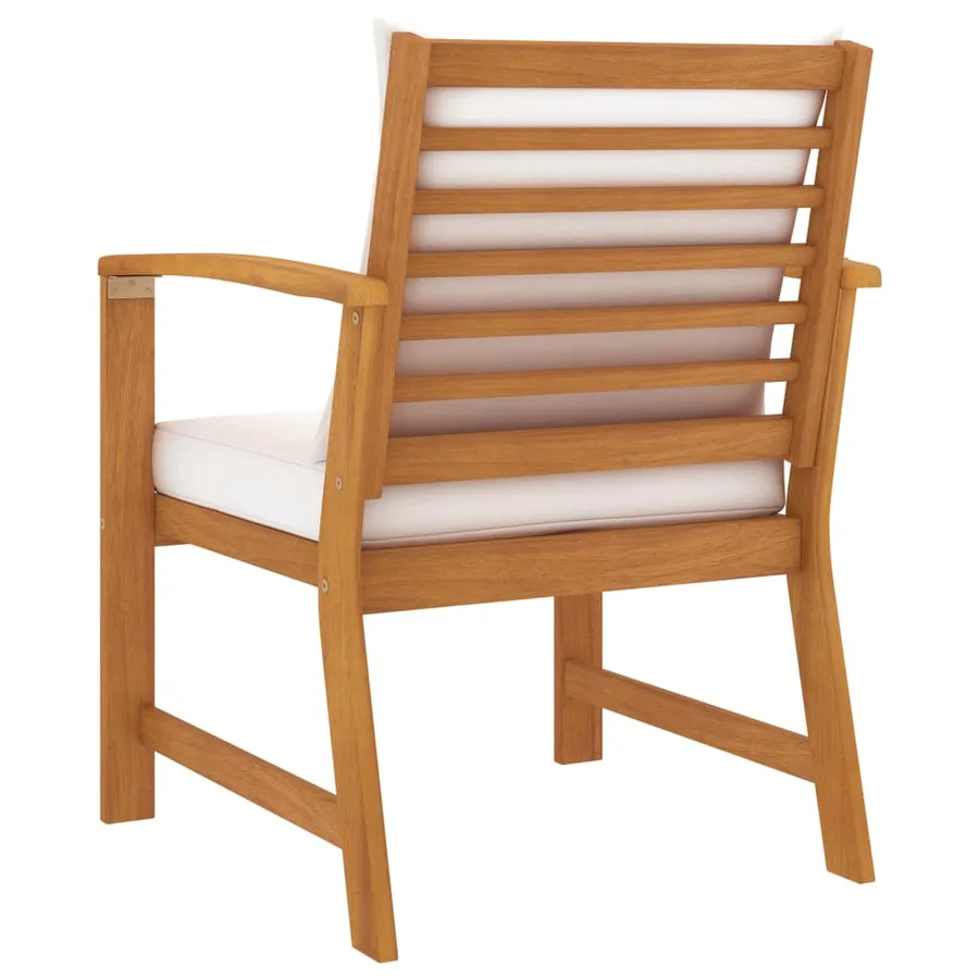 Garden chairs set of 2 and cream cushion Solid acacia wood - 4