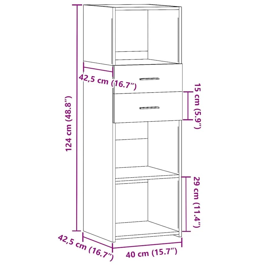 Buffet haut chêne marron 40x42,5x124 cm bois d'ingénierie - 10
