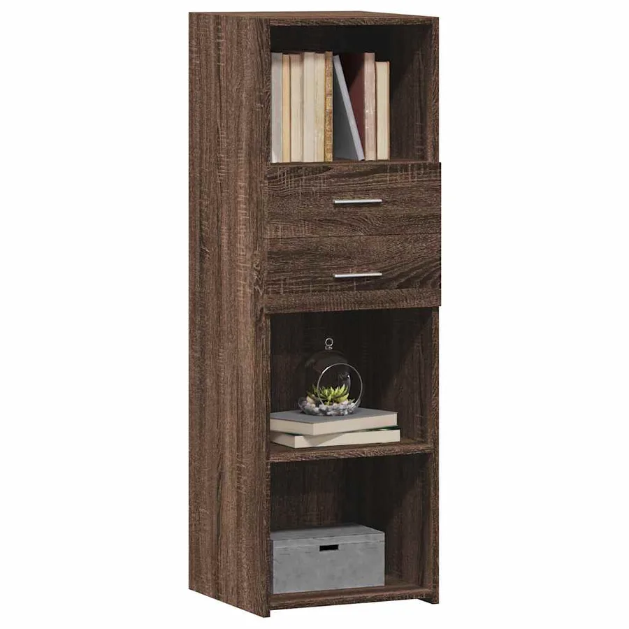 Buffet haut chêne marron 40x42,5x124 cm bois d'ingénierie - 3