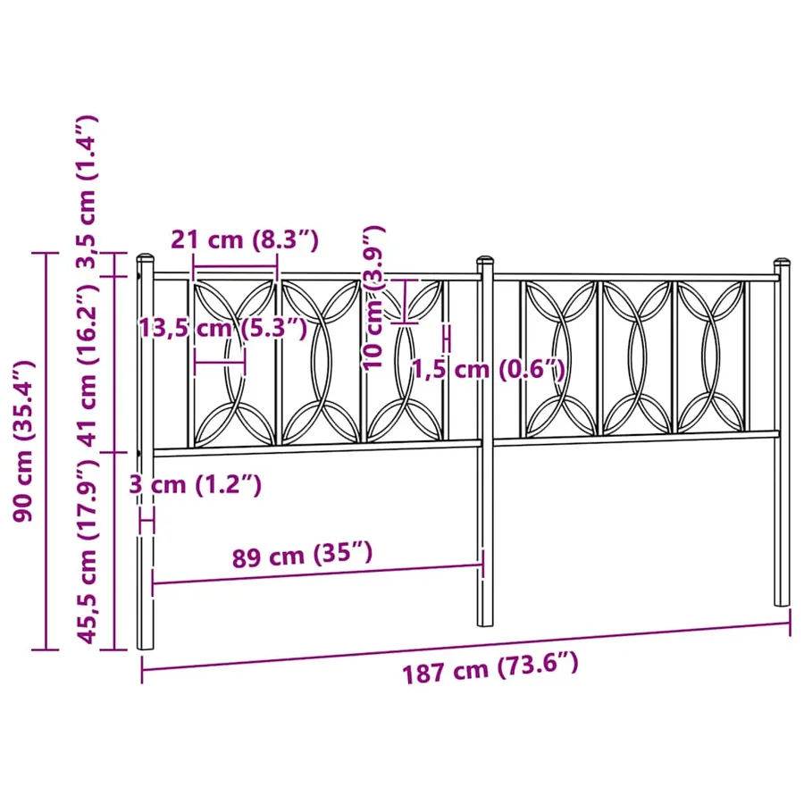 Tête de lit de remplacement métal blanc 180 cm - 6