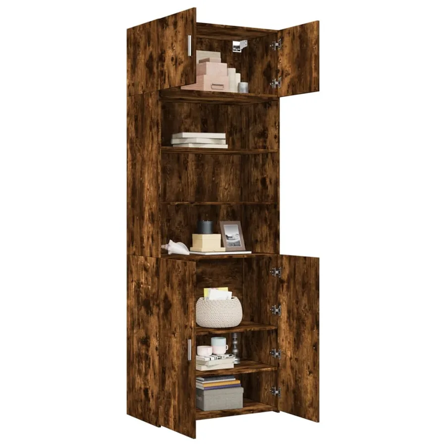 Armoire de rangement chêne fumé 80x42,5x225cm bois d'ingénierie - 3