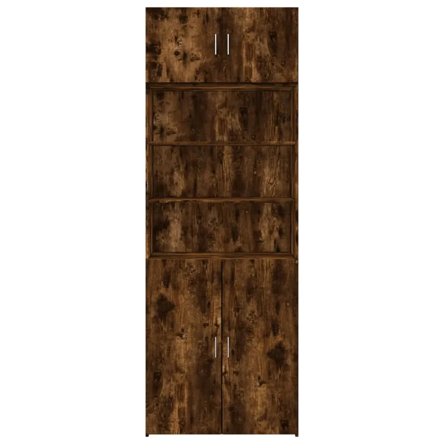Armoire de rangement chêne fumé 80x42,5x225cm bois d'ingénierie - 4