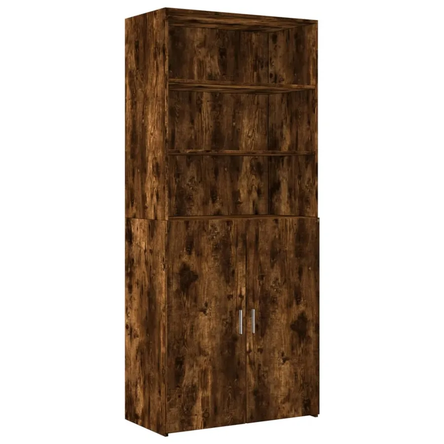 Armoire de rangement chêne fumé 80x42,5x225cm bois d'ingénierie - 6